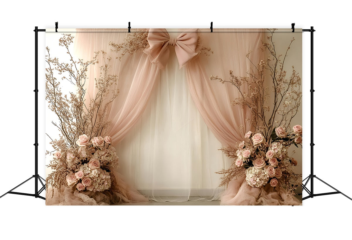 Happy Mother's Day Backdrop Dreamy Floral Silk Bow Backdrop GQ2-119