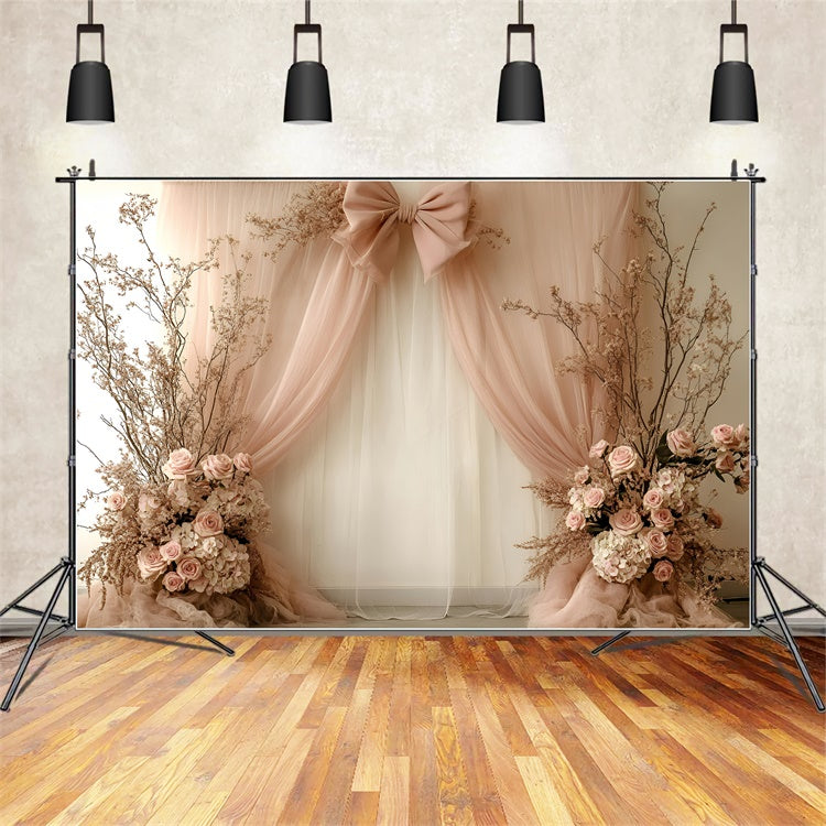 Happy Mother's Day Backdrop Dreamy Floral Silk Bow Backdrop GQ2-119