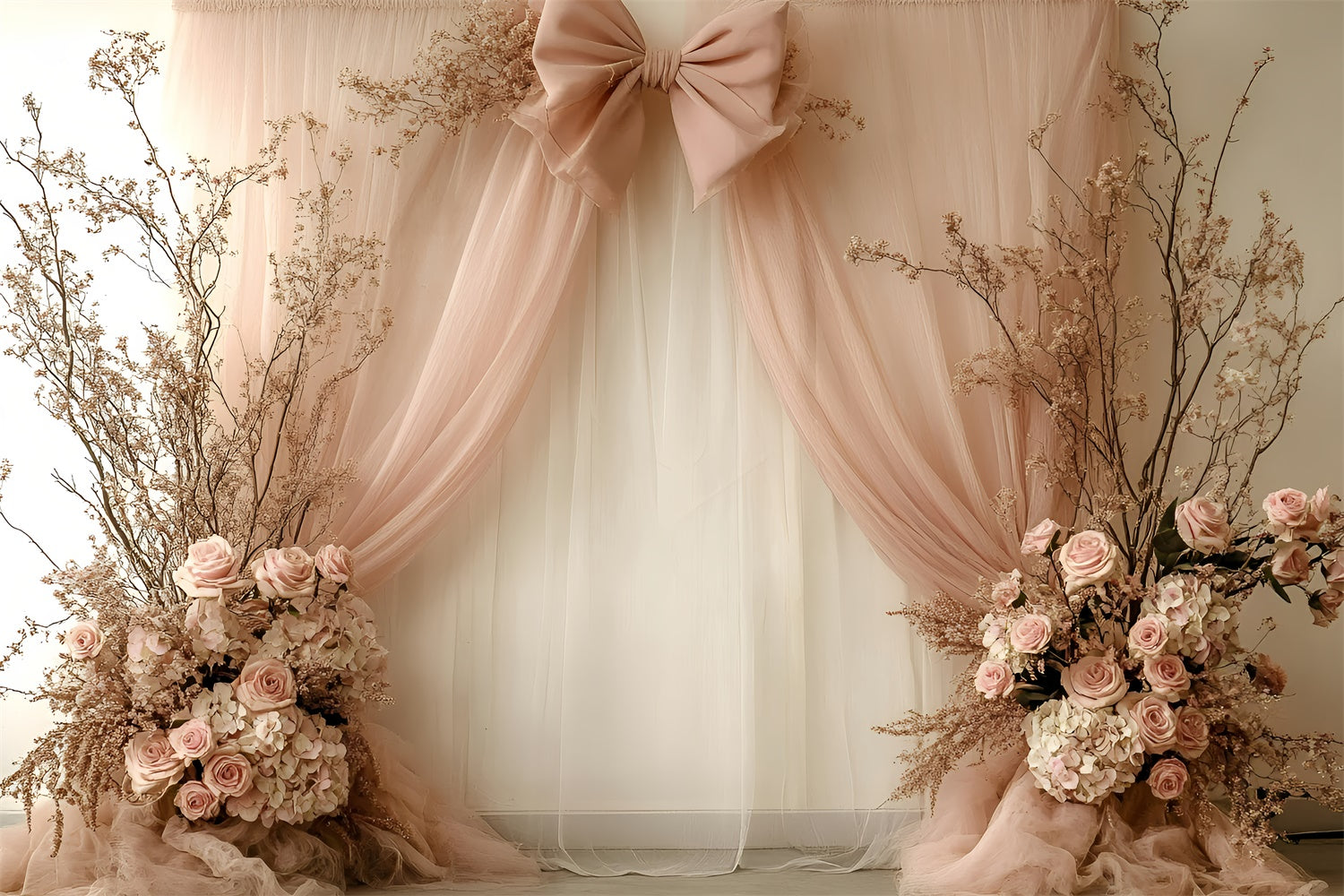 Happy Mother's Day Backdrop Dreamy Floral Silk Bow Backdrop GQ2-119