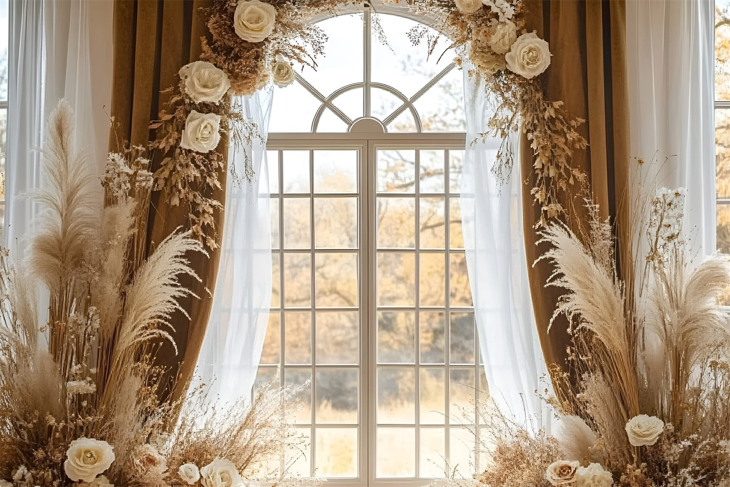 Backdrops For Mothers Day Elegant White Rose Arch Backdrop GQ2-120