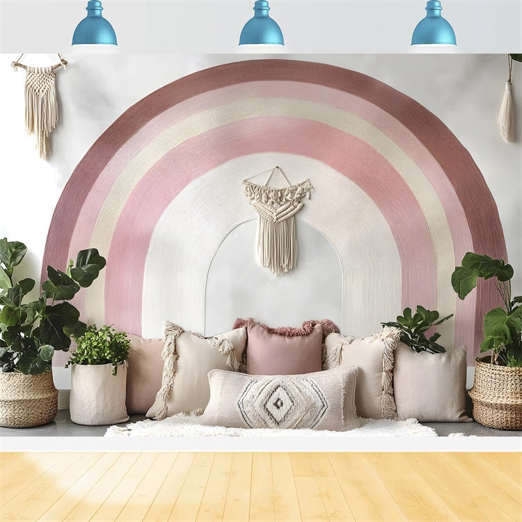 Mother's Day Backdrop Ideas Gentle Rainbow Macrame Wall Backdrop GQ2-124