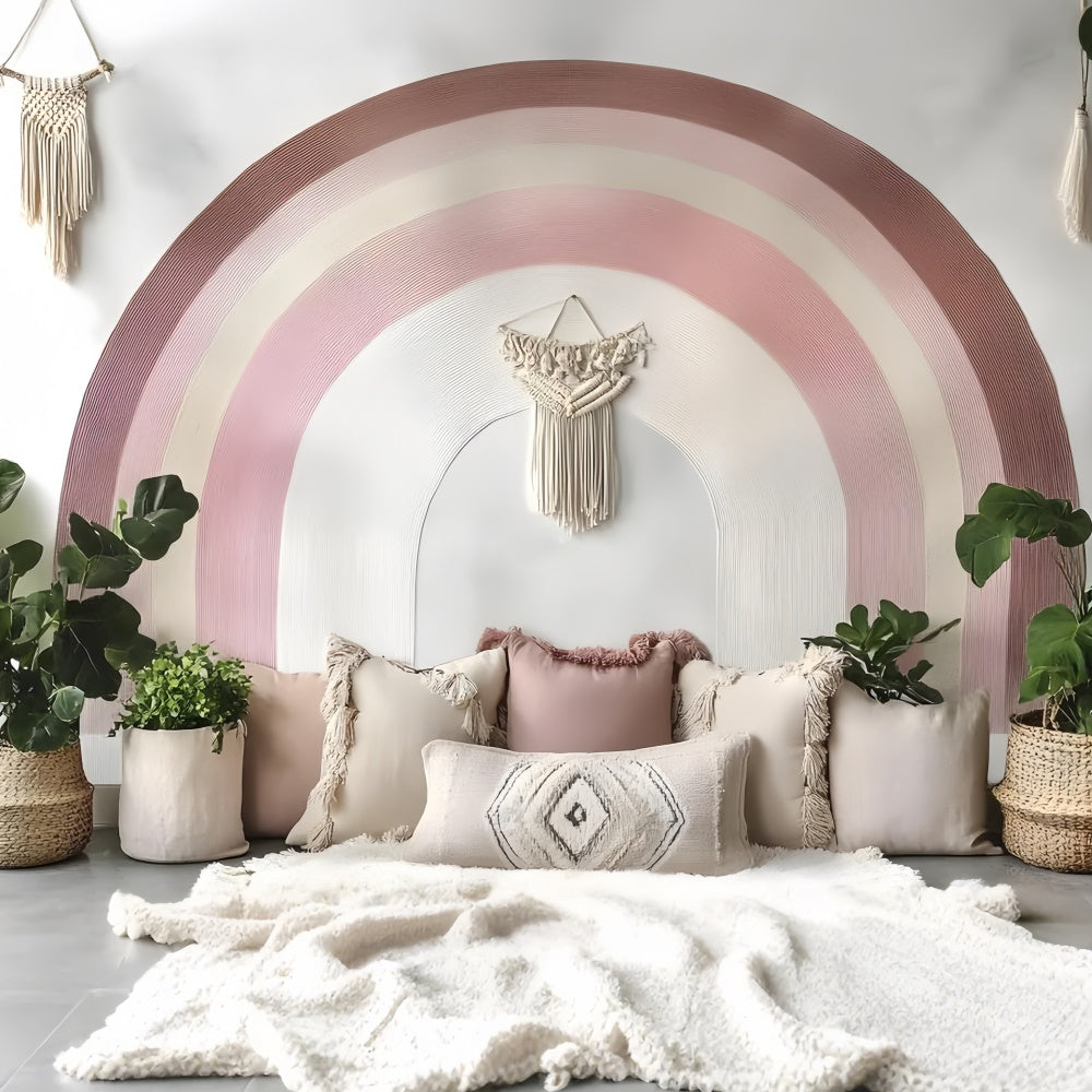 Mother's Day Backdrop Ideas Gentle Rainbow Macrame Wall Backdrop GQ2-124