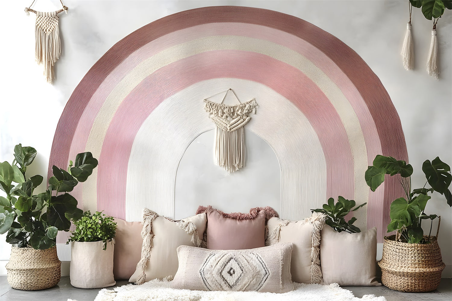 Mother's Day Backdrop Ideas Gentle Rainbow Macrame Wall Backdrop GQ2-124