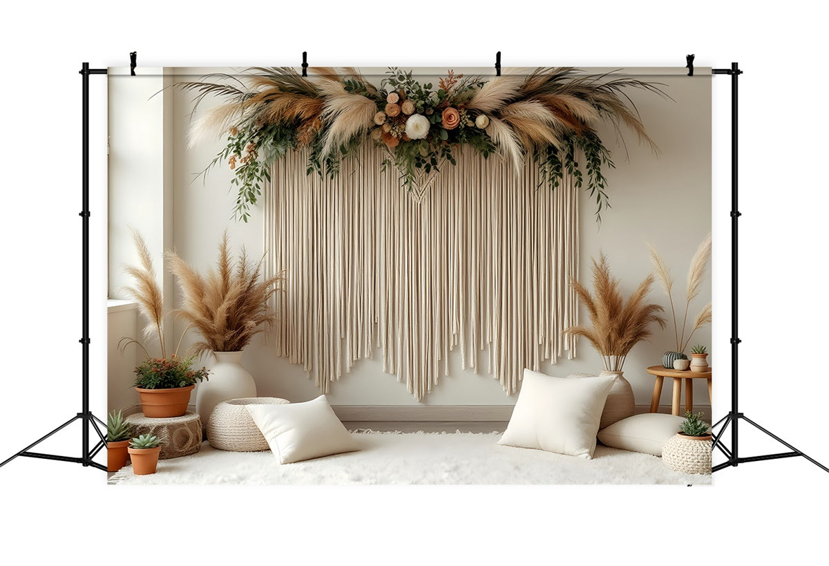 Mothers Day Backdrops Elegant Floral Rustic Pampas Backdrop GQ2-126