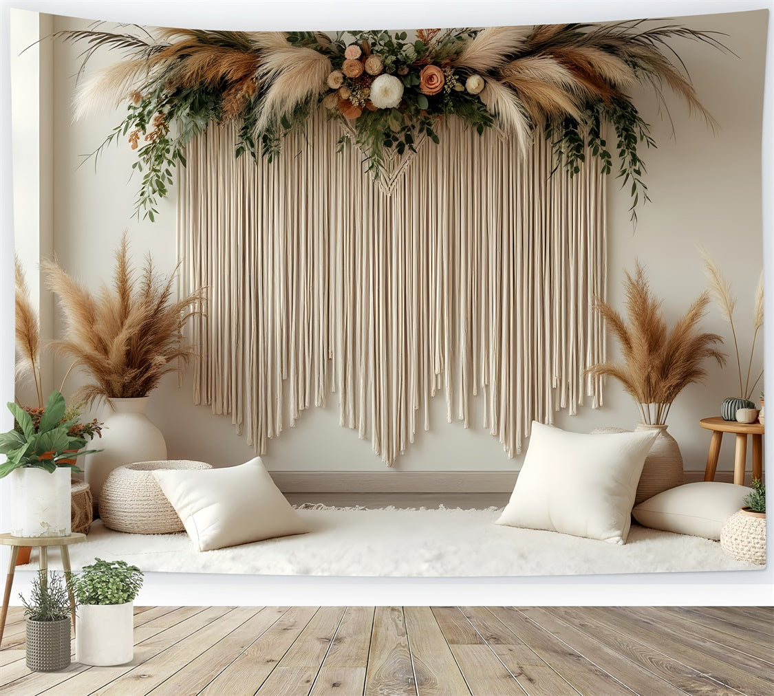 Mothers Day Backdrops Elegant Floral Rustic Pampas Backdrop GQ2-126