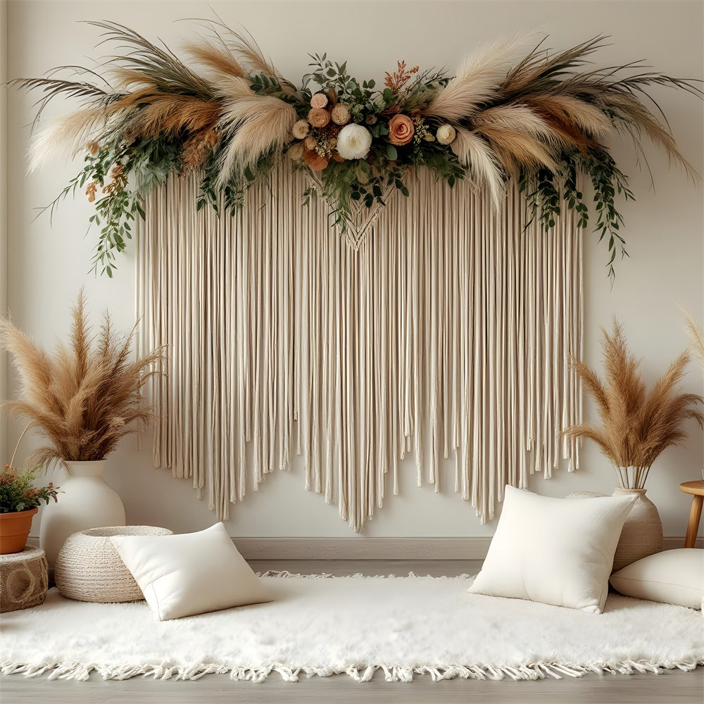 Mothers Day Backdrops Elegant Floral Rustic Pampas Backdrop GQ2-126