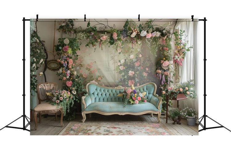 Backdrops For Mother's Day Soft Pastel Roses Sofa Backdrop GQ2-127