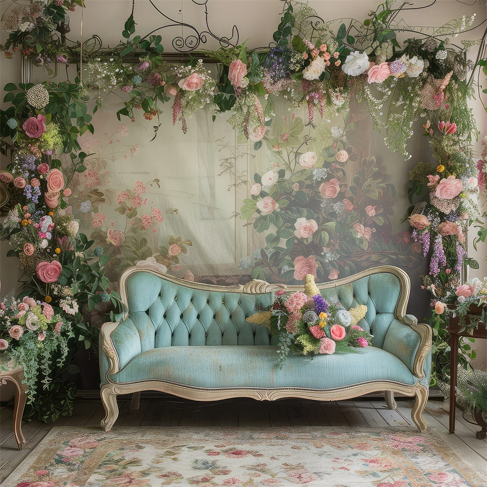 Backdrops For Mother's Day Soft Pastel Roses Sofa Backdrop GQ2-127