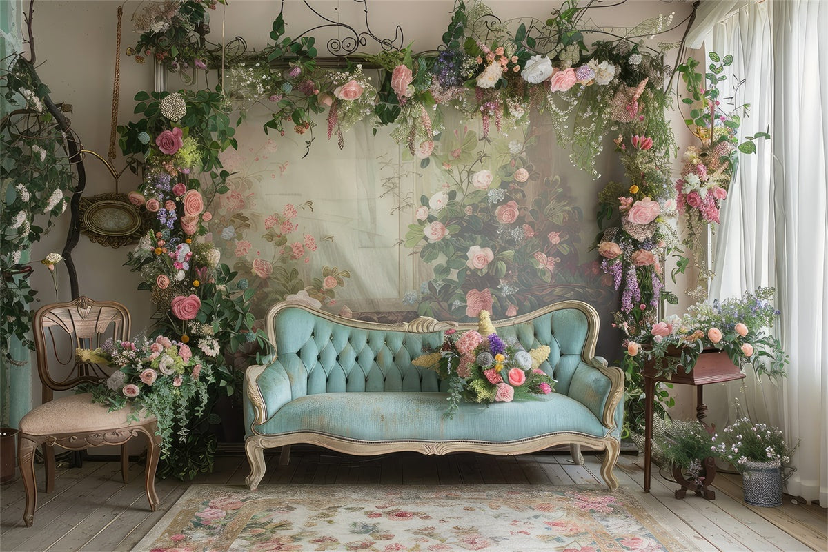 Backdrops For Mother's Day Soft Pastel Roses Sofa Backdrop GQ2-127