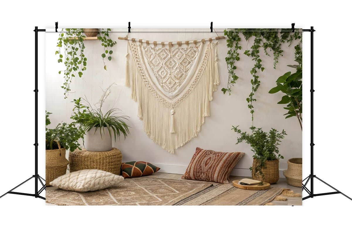 Mothers Day Photo Backdrop Soft Boho Macrame Plants Backdrop GQ2-128