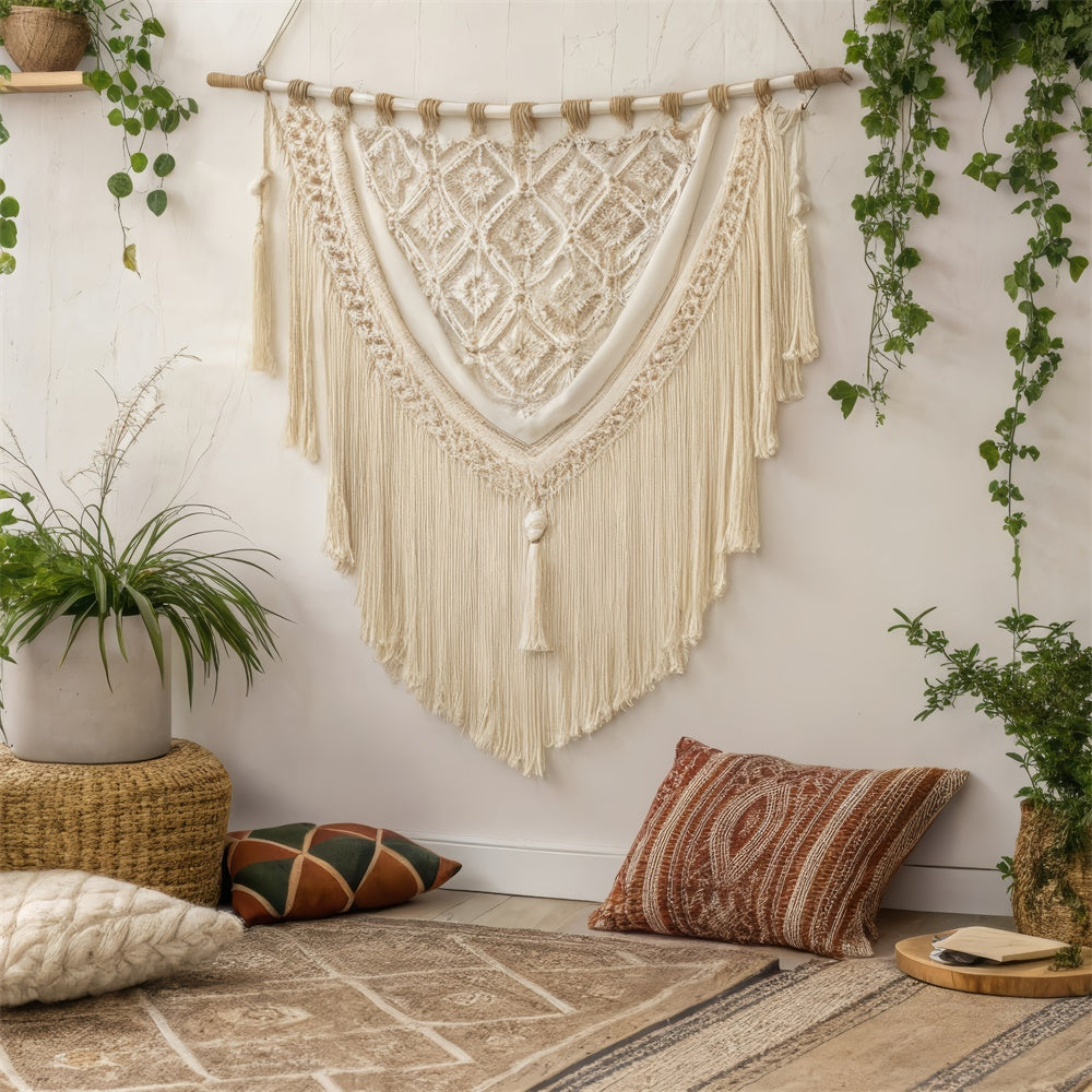 Mothers Day Photo Backdrop Soft Boho Macrame Plants Backdrop GQ2-128