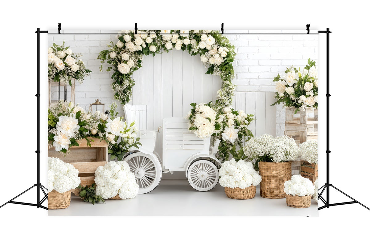 Happy Mother's Day Backdrop Fresh White Rose Arch Backdrop GQ2-129