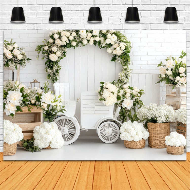 Happy Mother's Day Backdrop Fresh White Rose Arch Backdrop GQ2-129