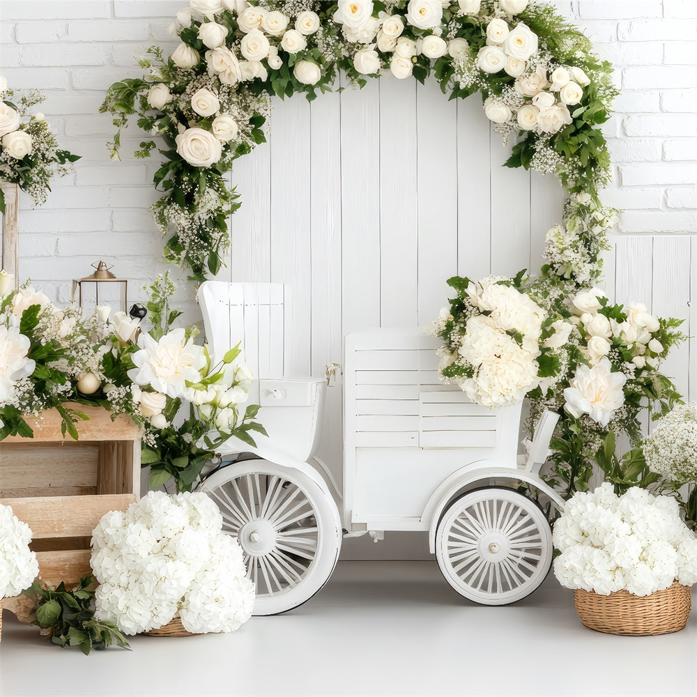 Happy Mother's Day Backdrop Fresh White Rose Arch Backdrop GQ2-129