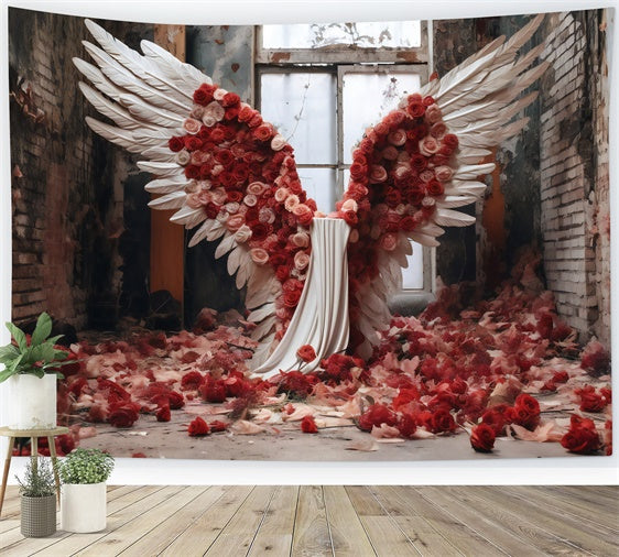 Backdrop For Mother's Day Divine Angel Wings Rose Backdrop GQ2-130