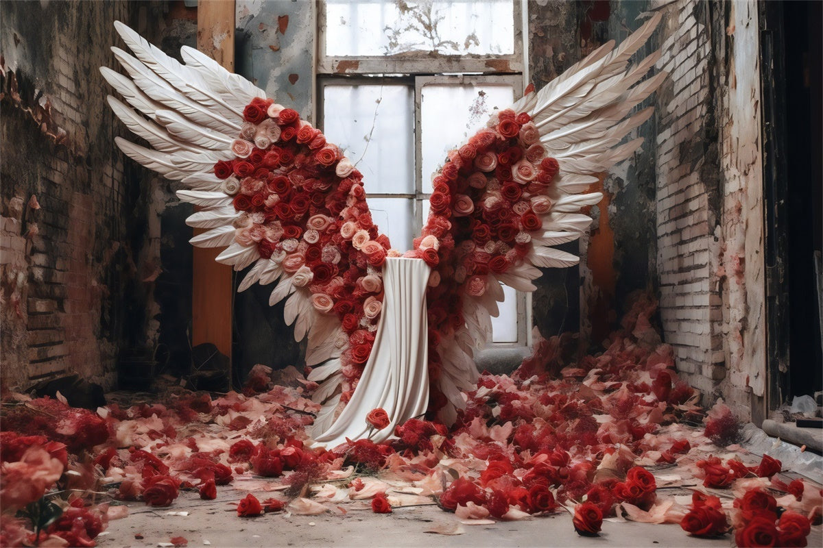 Backdrop For Mother's Day Divine Angel Wings Rose Backdrop GQ2-130