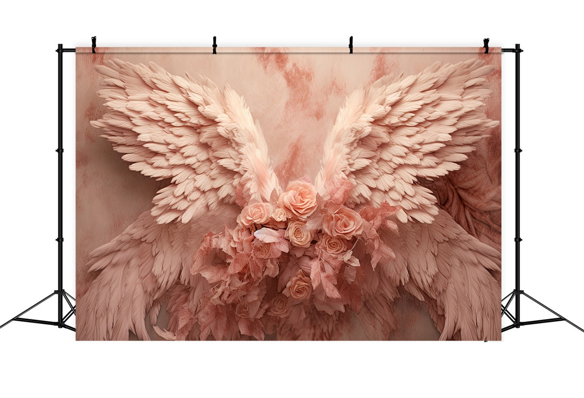 Mother's Day Photo Backdrops Dreamy Pink Rose Wings Backdrop GQ2-131