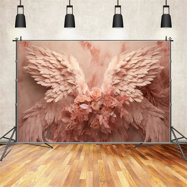 Mother's Day Photo Backdrops Dreamy Pink Rose Wings Backdrop GQ2-131