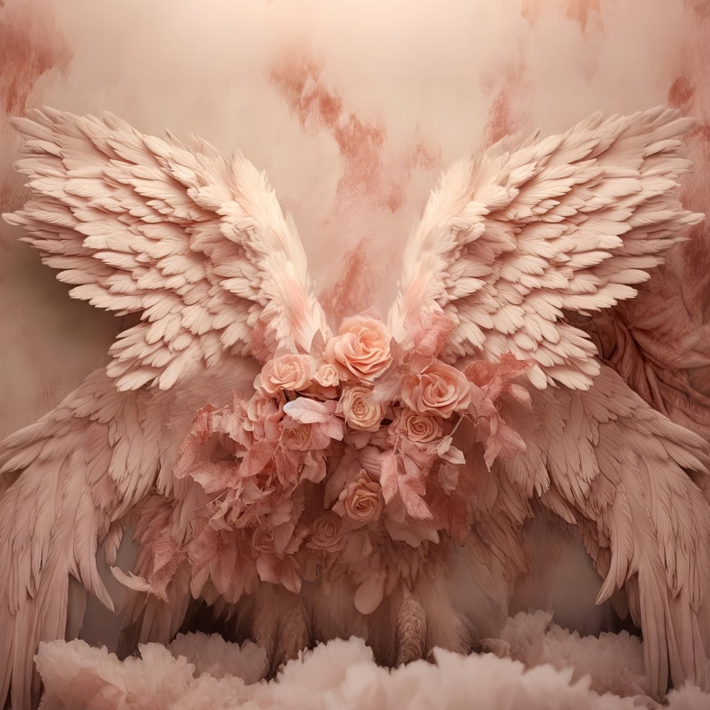 Mother's Day Photo Backdrops Dreamy Pink Rose Wings Backdrop GQ2-131