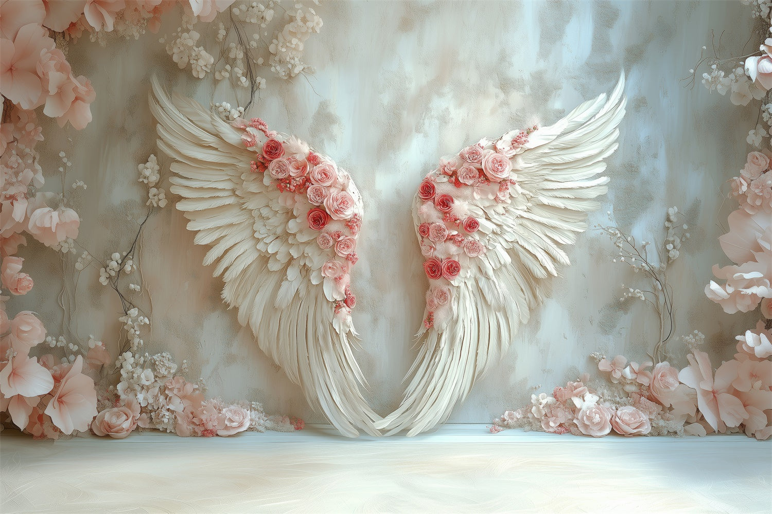 Mother's Day Backdrop Ideas Angel Wings Elegant Rose Backdrop GQ2-133