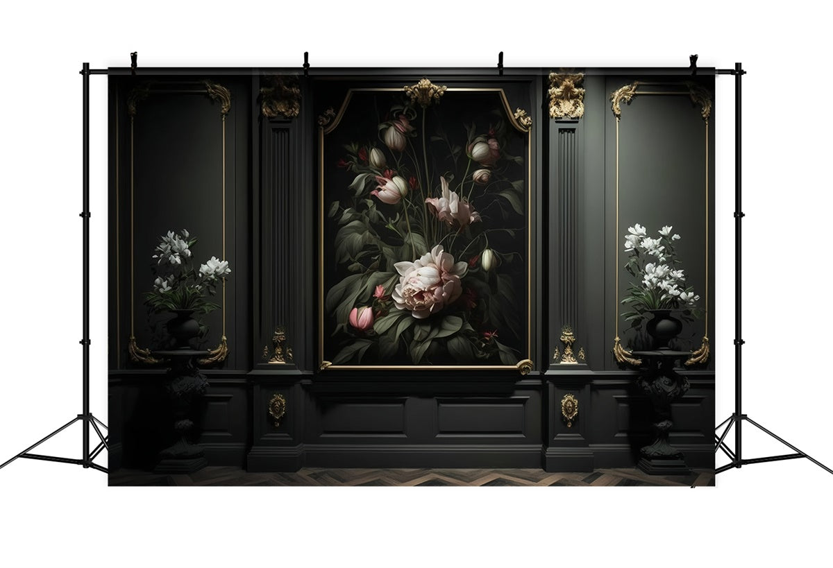 Mothers Day Backdrops Elegant Floral Wall Gold Frame Backdrop GQ2-134