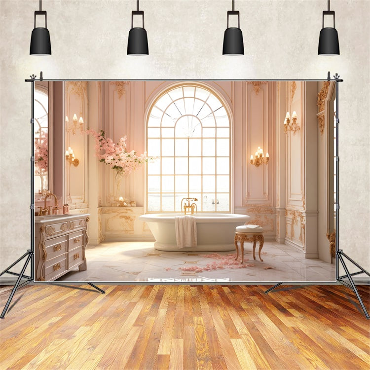 Mother's Day Backdrop Ideas Elegant Pink Floral Bathroom Backdrop GQ2-139