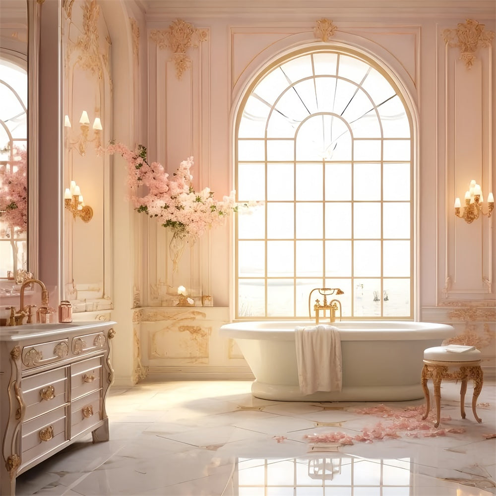 Mother's Day Backdrop Ideas Elegant Pink Floral Bathroom Backdrop GQ2-139