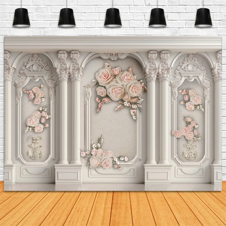 Backdrop For Mothers Day Graceful Columns Soft Rose Backdrop GQ2-141