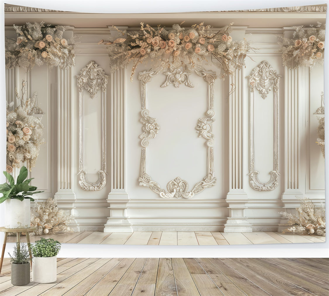 Mothers Day Backdrop Ideas Elegant Floral Ornate Wall Backdrop GQ2-142