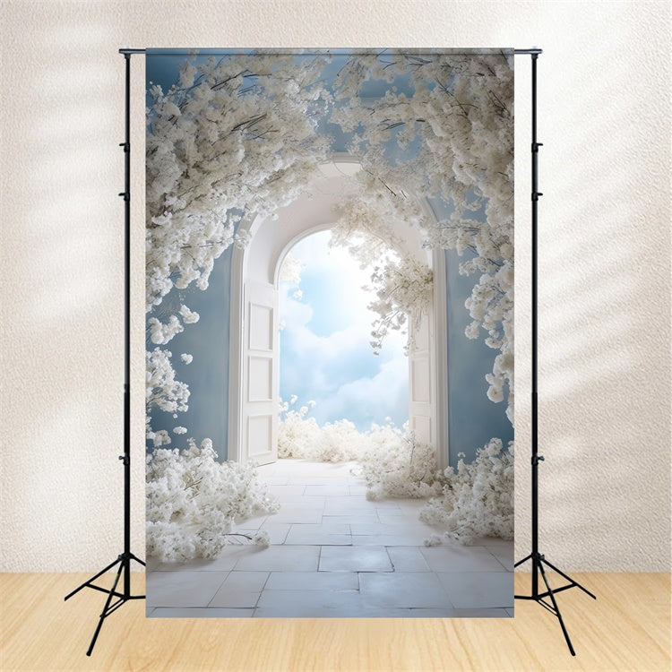 Mothers Day Photo Backdrop Tranquil White Flower Arch Backdrop GQ2-149