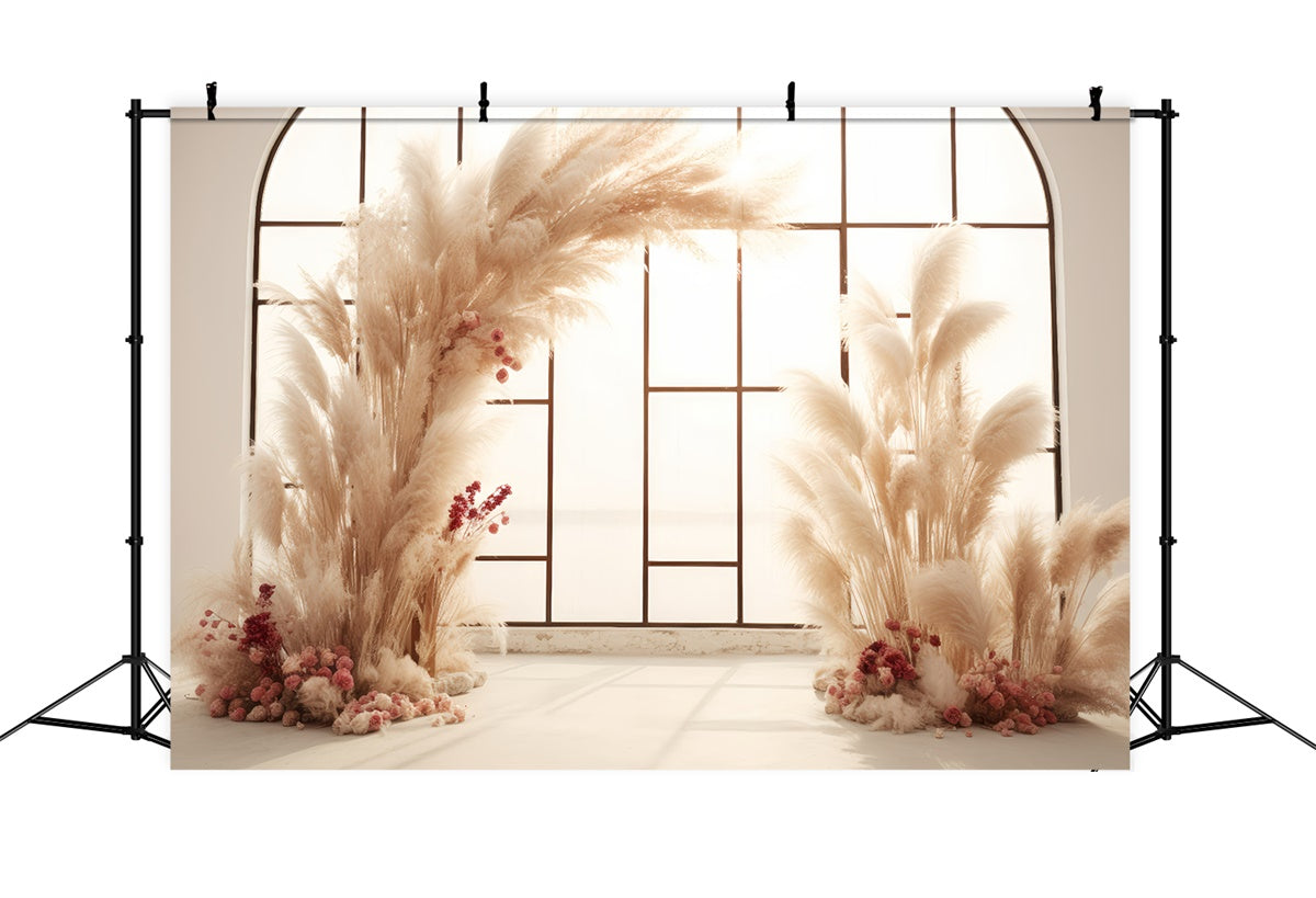 Boho Photo Backdrop Dreamy Pampas Arch Floral Backdrop GQ2-15