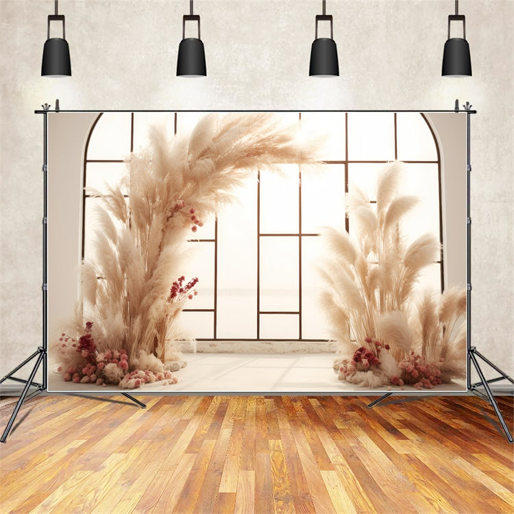 Boho Photo Backdrop Dreamy Pampas Arch Floral Backdrop GQ2-15