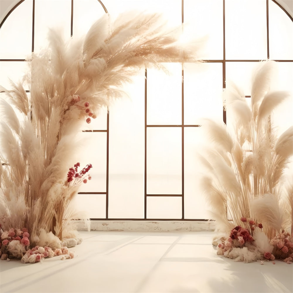 Boho Photo Backdrop Dreamy Pampas Arch Floral Backdrop GQ2-15