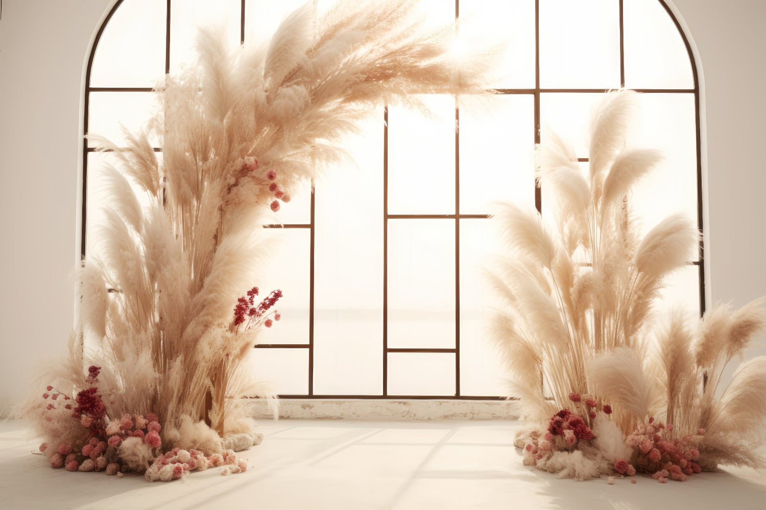 Boho Photo Backdrop Dreamy Pampas Arch Floral Backdrop GQ2-15