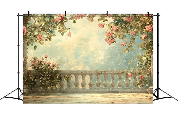 Mother's Day Backdrop Ideas Dreamy Rose Arch Soft Sky Backdrop GQ2-151