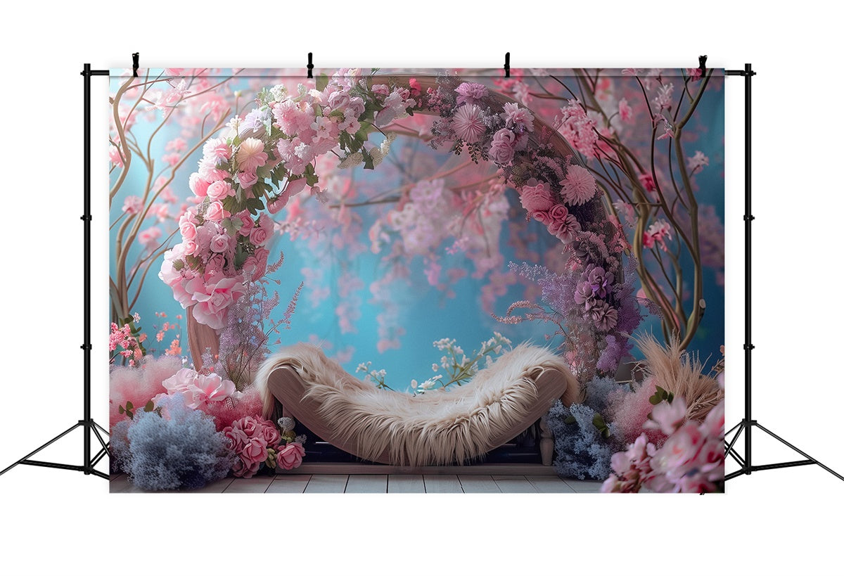 Backdrops For Mother's Day Romantic Pink Blossom Arch Backdrop GQ2-156