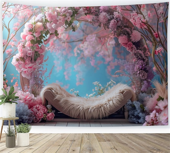 Backdrops For Mother's Day Romantic Pink Blossom Arch Backdrop GQ2-156