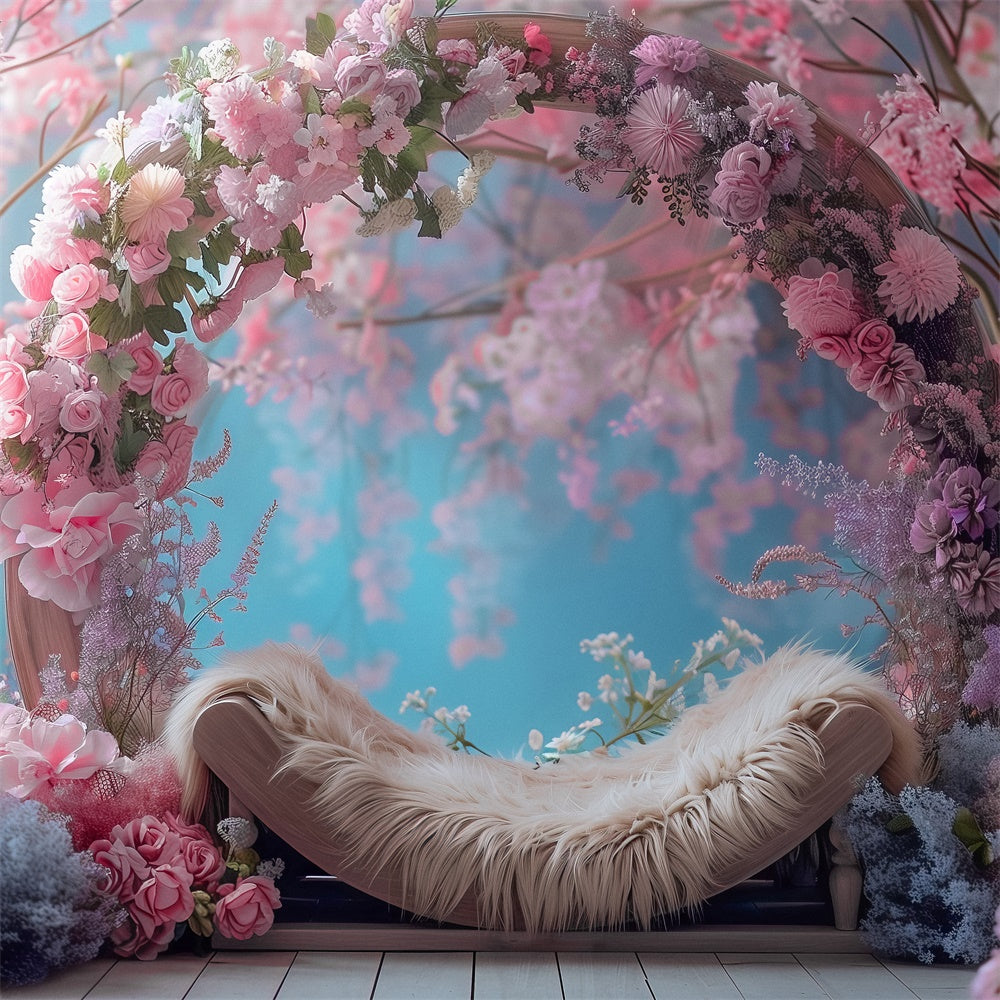 Backdrops For Mother's Day Romantic Pink Blossom Arch Backdrop GQ2-156