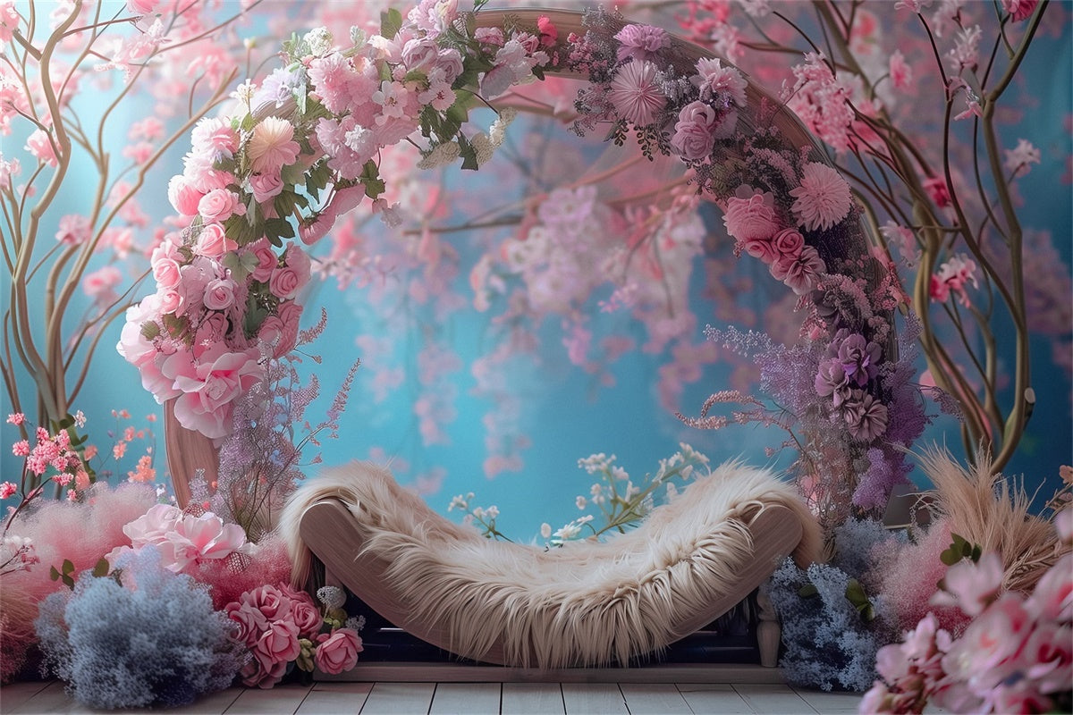 Backdrops For Mother's Day Romantic Pink Blossom Arch Backdrop GQ2-156