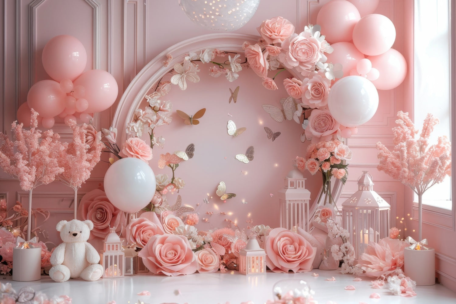 Happy Mother's Day Backdrop Sweet Pink Balloon Arch Backdrop GQ2-157