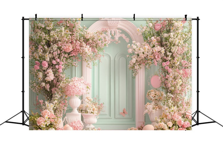 Happy Mother's Day Backdrop Mint Green Floral Door Backdrop GQ2-161