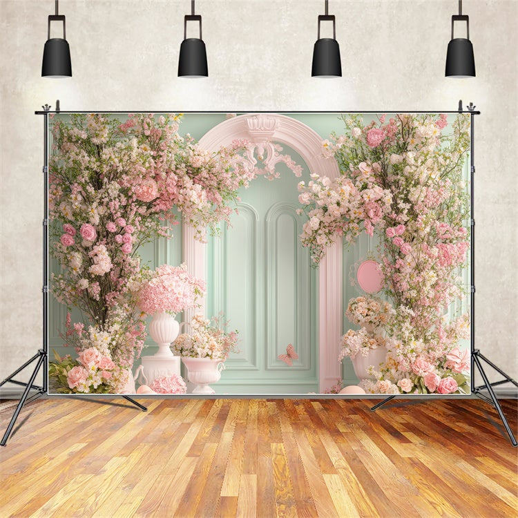 Happy Mother's Day Backdrop Mint Green Floral Door Backdrop GQ2-161