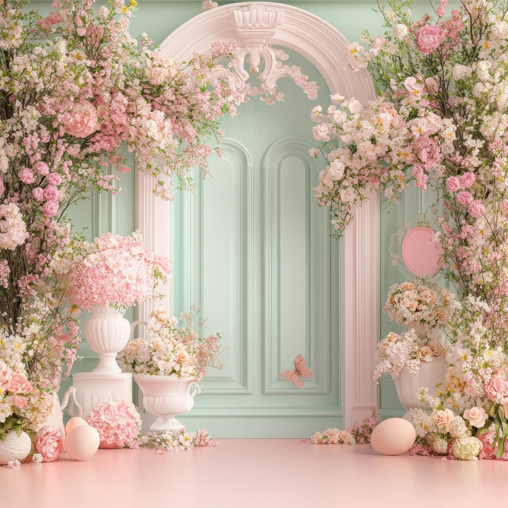 Happy Mother's Day Backdrop Mint Green Floral Door Backdrop GQ2-161