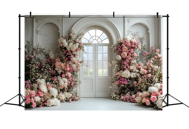 Mother's Day Backdrop Ideas Vibrant Flower White Arch Backdrop GQ2-163