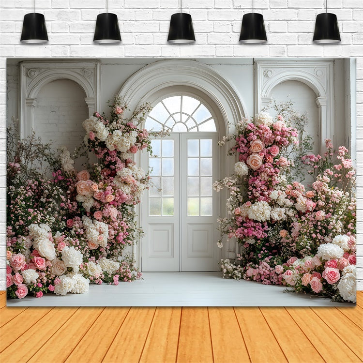 Mother's Day Backdrop Ideas Vibrant Flower White Arch Backdrop GQ2-163