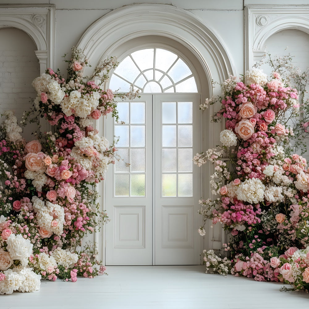 Mother's Day Backdrop Ideas Vibrant Flower White Arch Backdrop GQ2-163