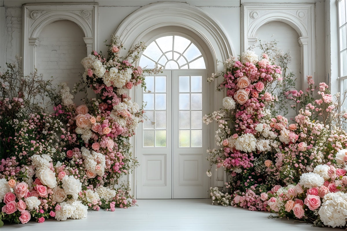 Mother's Day Backdrop Ideas Vibrant Flower White Arch Backdrop GQ2-163