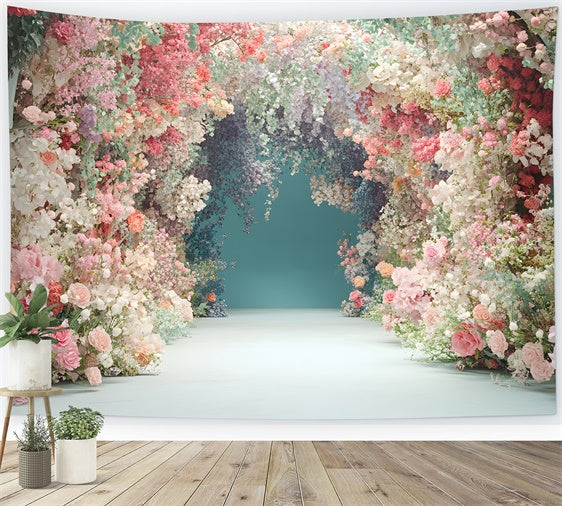 Mother's Day Backdrop Colorful Spring Flower Archway Backdrop GQ2-164