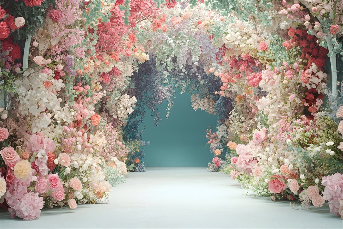 Mother's Day Backdrop Colorful Spring Flower Archway Backdrop GQ2-164