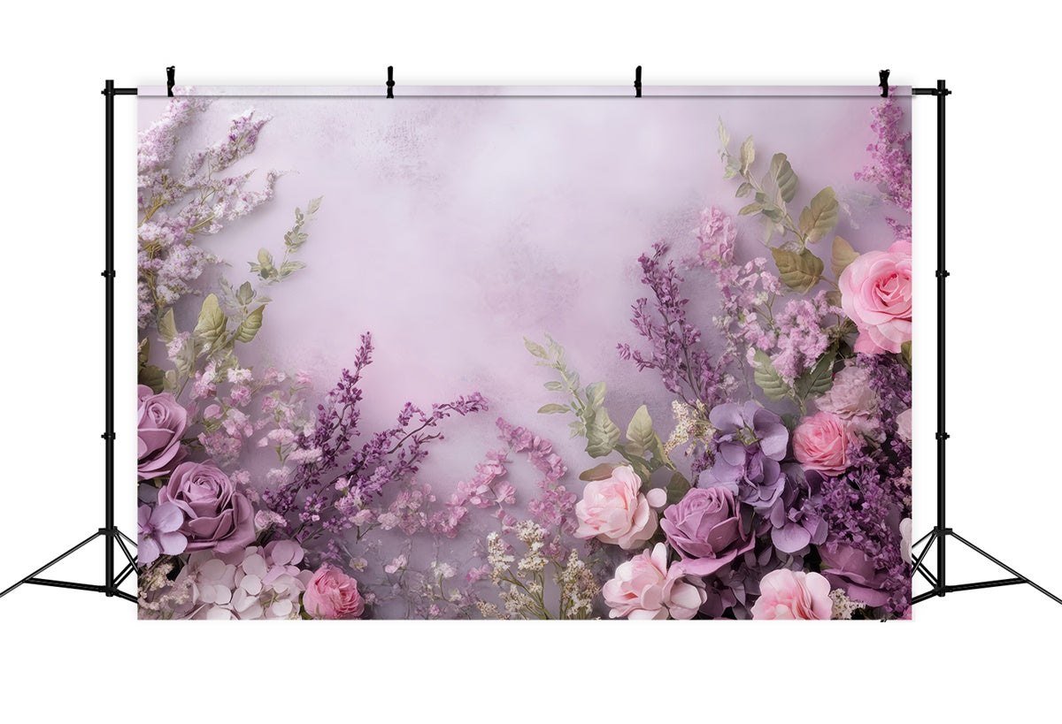 Mother's Day Backdrop Romantic Lavender Pink Rose Backdrop GQ2-168